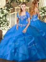 Discount Baby Blue Sweetheart Lace Up Beading and Ruffles 15 Quinceanera Dress Sleeveless