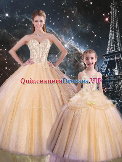 Sleeveless Lace Up Floor Length Beading Quinceanera Gown - Click Image to Close