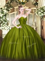 High Quality Olive Green Ball Gowns Ruching Quinceanera Dresses Zipper Organza Sleeveless Floor Length