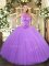 Exceptional Floor Length Lavender Sweet 16 Dress Halter Top Sleeveless Lace Up