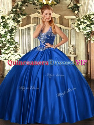 Cute Sleeveless Lace Up Floor Length Beading Quinceanera Gown