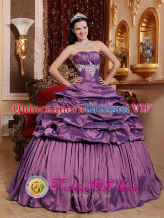 Stylish Lavender Pick-ups Quinceanera Dress With Taffeta Exquisite Appliques Ball Gown in West Columbia South Carolina S/C