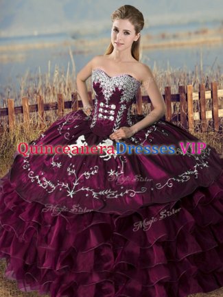 Ball Gowns Sweet 16 Quinceanera Dress Purple Sweetheart Satin and Organza Sleeveless Floor Length Lace Up