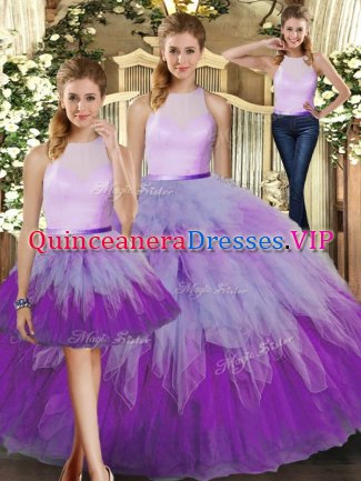 On Sale Multi-color Sleeveless Organza Backless Sweet 16 Dress for Military Ball and Sweet 16 and Quinceanera