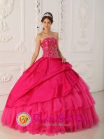 Lovely Beading Hot Pink Quinceanera Dress For Jerome AZ Strapless Organza and Taffeta Gown(SKU QDZY406y-1BIZ)