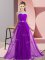 Floor Length Purple Damas Dress Chiffon Sleeveless Beading