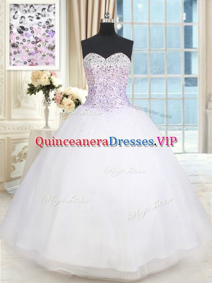 Best Sleeveless Lace Up Floor Length Beading Quinceanera Gown - Click Image to Close