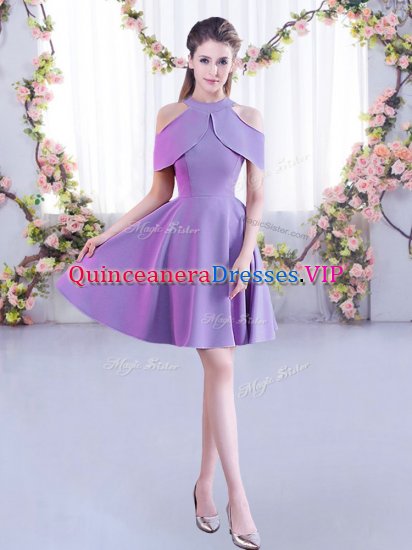 Beauteous Lavender Short Sleeves Chiffon Zipper Dama Dress for Wedding Party - Click Image to Close