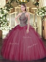 Elegant Sleeveless Beading Lace Up Ball Gown Prom Dress