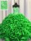 Visible Boning Green Sleeveless Beading and Ruffles Floor Length Quinceanera Gown