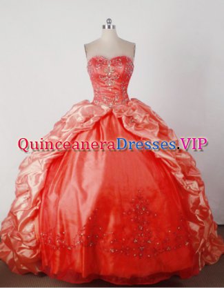 Clearance Exclusive Ball Gown Sweetheart Brush Orange Red Quincenera Dresses TD26008