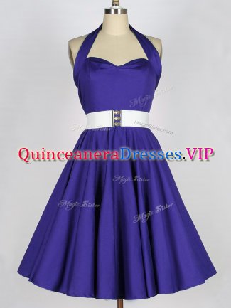 Purple Sleeveless Ruching Mini Length Quinceanera Dama Dress