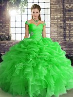 Sleeveless Lace Up Floor Length Beading and Ruffles and Pick Ups Vestidos de Quinceanera