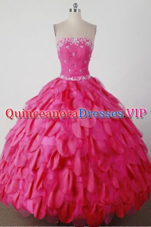 Clearance Beautiful Ball Gown Strapless Floor-length Hot Pink Quincenera Dresses TD260014