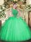 Apple Green Ball Gowns Scoop Sleeveless Tulle Floor Length Zipper Beading and Ruffles Sweet 16 Dress