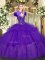 Floor Length Purple 15th Birthday Dress Sweetheart Sleeveless Lace Up