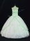 Floor Length White Sweet 16 Dress Halter Top Sleeveless Lace Up