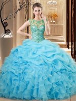 Sleeveless Lace Up Floor Length Beading and Ruffles Sweet 16 Dress