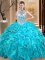 Halter Top Sleeveless Lace Up Floor Length Beading and Ruffles Quinceanera Dresses