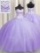 Bling-bling Puffy Skirt Ball Gowns 15 Quinceanera Dress Lavender Sweetheart Tulle Sleeveless Floor Length Lace Up