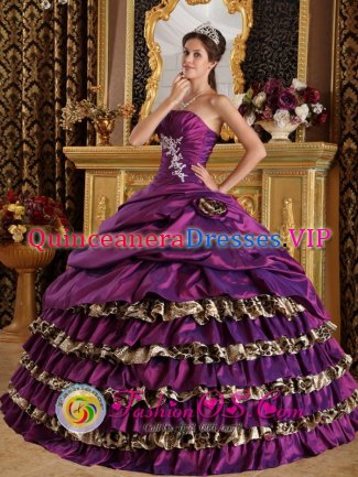 Ruffles Layered and Purple For Modest Quinceanera Dress In Las Vegas Nevada/NV