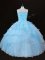 Sexy Aqua Blue Sleeveless Organza Lace Up 15 Quinceanera Dress for Sweet 16 and Quinceanera