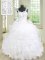 White Straps Neckline Beading and Ruffles Vestidos de Quinceanera Sleeveless Lace Up