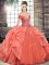 Charming Orange Red Organza Lace Up Quinceanera Dress Sleeveless Floor Length Beading and Ruffles