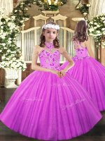 Lilac Sleeveless Tulle Lace Up Girls Pageant Dresses for Party and Wedding Party