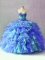 Pretty Floor Length Lace Up 15 Quinceanera Dress Multi-color for Sweet 16 and Quinceanera with Beading and Appliques and Ruffles