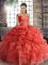 Off The Shoulder Sleeveless Organza Quince Ball Gowns Beading and Ruffles and Pick Ups Lace Up