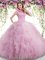 Dynamic Lilac Ball Gowns High-neck Sleeveless Tulle Floor Length Backless Beading and Ruffles 15th Birthday Dress