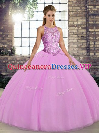 Custom Designed Floor Length Ball Gowns Sleeveless Lilac Ball Gown Prom Dress Lace Up