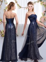 Navy Blue Sweetheart Neckline Sequins Damas Dress Sleeveless Lace Up(SKU BMT0422BIZ)