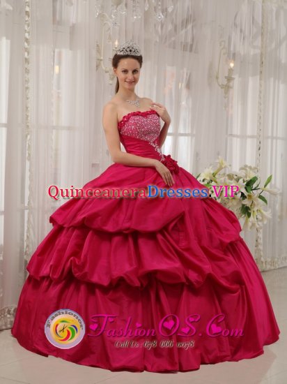 Saanich British ColumbiaBC Beautiful Hot Pink Beaded Decorate Bust For Quinceanera Dress With Hand Made Flowers - Click Image to Close