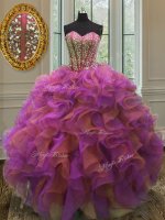 Multi-color Sleeveless Beading and Ruffles Floor Length Quinceanera Gowns