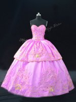 Latest Sleeveless Embroidery Lace Up Quince Ball Gowns