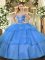 Ball Gowns 15 Quinceanera Dress Blue Sweetheart Tulle Sleeveless Floor Length Lace Up