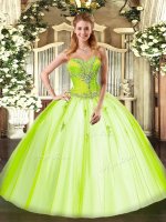 Tulle Sweetheart Sleeveless Lace Up Beading Sweet 16 Dress in Yellow Green(SKU SJQDDT1091002-3BIZ)