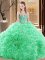 Modest Pick Ups Ball Gowns 15th Birthday Dress Sweetheart Fabric With Rolling Flowers Sleeveless Floor Length Lace Up