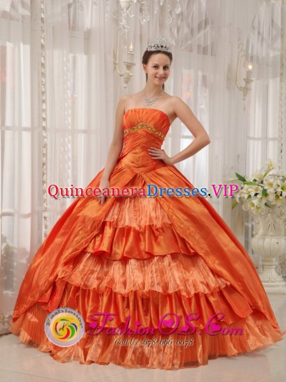 Hobbs New mexico /NM Exquisite Orange Red Ruffles Layered Quinceanera Dresses With Appliques and Ruch In Michigan - Click Image to Close