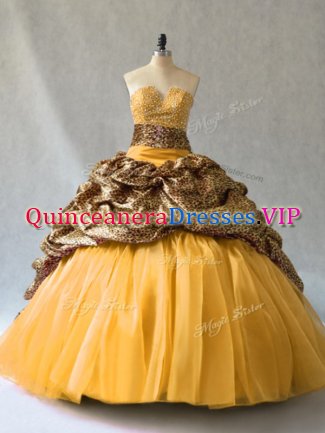 Fantastic Sleeveless Brush Train Beading and Pick Ups Lace Up Quinceanera Dress