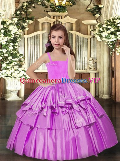 Custom Made Sleeveless Lace Up Floor Length Ruffled Layers Child Pageant Dress - Click Image to Close