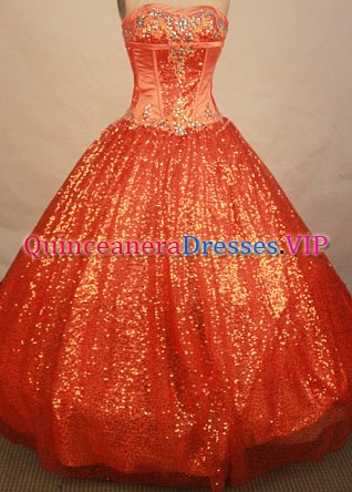 Beautiful ball gown sweetheart-neck floor-length beading orange red quinceaenra dresses FA-X-073