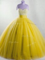 New Arrival Tulle Strapless Sleeveless Lace Up Beading Quinceanera Gowns in Yellow(SKU SWQD229-1BIZ)