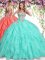 Apple Green Lace Up Sweetheart Beading and Ruffles Sweet 16 Quinceanera Dress Organza Sleeveless