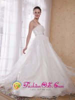 Sola Norway White A-Line / Princess Halter Taffeta and Organza Rhinestones Quinceanera Dama Dress Brush Train