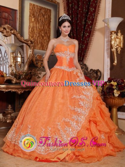 Gorgeous Orange Red Ruched Bodice Quinceanera Dress For Ellisras South Africa Sweetheart Organza Beading Ball Gown - Click Image to Close