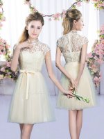 Modern Cap Sleeves Lace Up Mini Length Lace and Bowknot Court Dresses for Sweet 16(SKU BMT0450FBIZ)