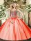 Comfortable Sweetheart Sleeveless Lace Up Sweet 16 Dresses Orange Red Tulle